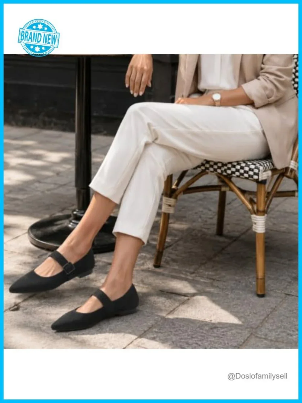 Mary Jane Ballet Flats Pointed Toe Adjustable Strap Buckle Comfortable Women's
